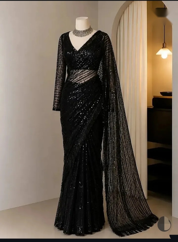 Black Sequin Saree