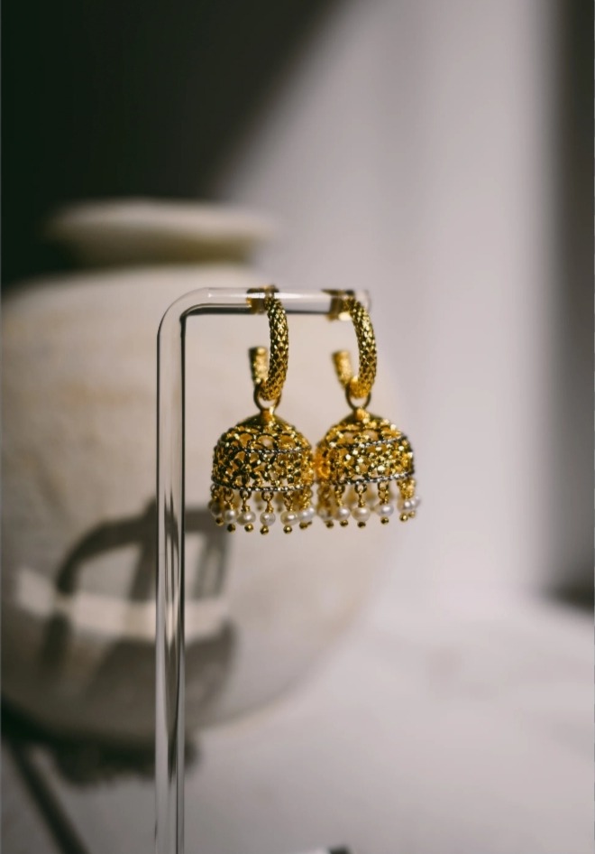 Golden Jhumka Earrings
