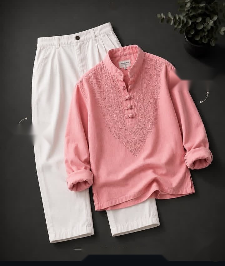 Pink Embroidered Kurta Shirt